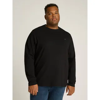 Tommy Hilfiger Big & Tall Tommy Hilfiger Herren, Langarmshirt Stretch Slim Fit mit Rundhalsausschnitt, schwarz, (Black), 3XL,