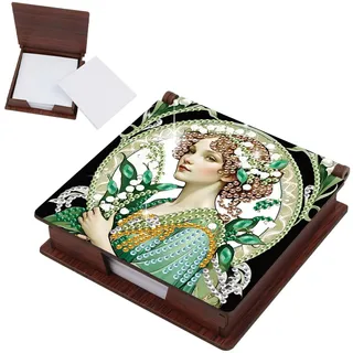 JICFDAO Zettelbox mit 160 Blättern 11x11cm Diamond Painting Notizzettel Box Haftnotizen Halter Holder Kartensteckplätzen Cube Notiz Box Notizblock-Box Notizen für Büro Schreibtisch Fee Engel Elf
