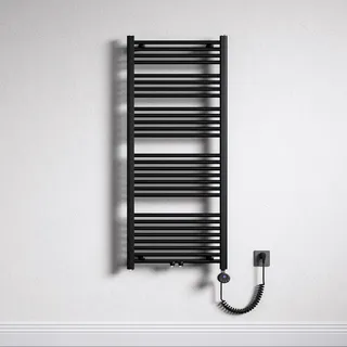 Mai &amp; Mai Badheizkörper Handtuchheizkörper Badheizung Heizkörper bad 60x140 cm matt Anthrazit, Handtuchwärmer für Strom, Seitenanschluss, Röhrenheizkörper mit Heizstab 800W