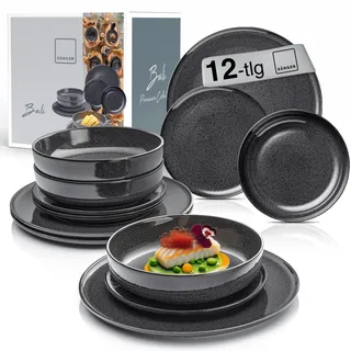 sänger Teller Set Bali 12 tlg Dunkel Grau