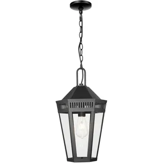 Pendelleuchte Außen Schwarz Edelstahl Glas E27 IP23 B: 28 Cm Vintage Garten