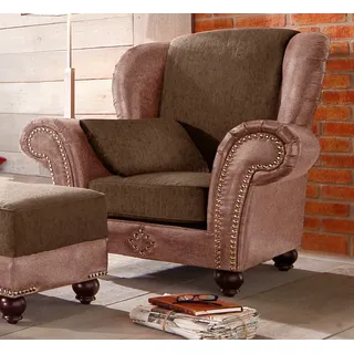 Home Affaire Ohrensessel King George Mikrofaser 118 x 110 x 0 cm Braun mit Kissen