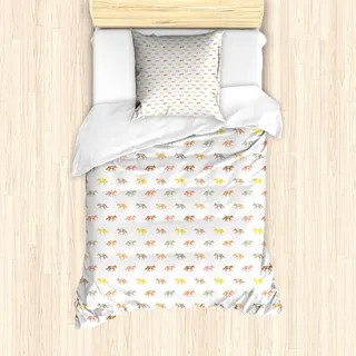 ABAKUHAUS Fuchs Bettbezug Set für Einzelbetten, Bunte Savage Tiermuster, Milbensicher Allergiker geeignet mit Kissenbezug, 135 cm x 200 cm - 80 x 80 cm, Mehrfarbig