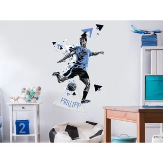 GRAZDesign Wandtattoo Fussball Fußballer personalisiert mit Name groß in vielen Farben für Kinderzimmer/Jungenzimmer / 100x57cm