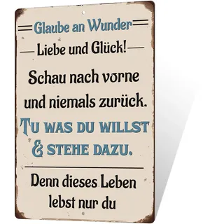 Putuo Decor Blechschild – Glaube an Wunder – Lebensweisheiten Wanddeko für Zuhause