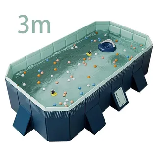 Familienpool - Faltbarer Gartenpool 3 m - Großes Schwimmbecken - Nicht aufblasbar - Aufstellpool für Garten und Terrasse - 3 m - Blau