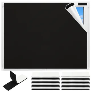 Bomtop Fenster Verdunkelung 3m x 1.45m verdunklungsrollo ohne Bohren, verdunkelung Fenster Sonnenschutz, dachfenster Verdunkelung und 20 Pcs Klettband selbstklebend