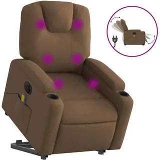vidaXL Elektrischer Massagesessel mit Aufstehhilfe Braun Stoff - Braun