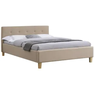 CARO-Möbel Polsterbett Adele Bett mit Stoff in beige 140x200 cm Doppelbett Jugendbett inklusive Lattenrost, Stoffbezug