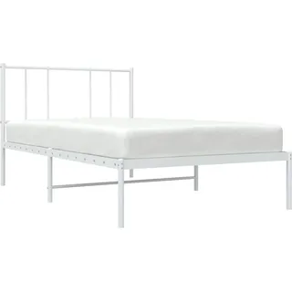 vidaXL Bettgestell mit Kopfteil Metall Weiß 90x200 cm - Weiß