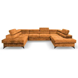 beautysofa Eckcouch Polyester U-Form 3-Sitzer Orange