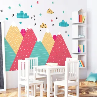 Wandsticker Kinder Dekoration Babyzimmer Wandtattoo Kinder Wandaufkleber Skandinavische Wandaufkleber Riesen Berge Skandinavien Alenika H60 x B90 cm
