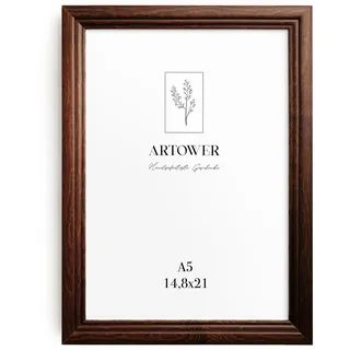 Artower® Bilderrahmen Vintage Braun Holz Rahmen für DIN A5 14,8 x 21 cm | Posterrahmen Groß Collage | Picture Frame Vintage Brown Wood 15x21 cm | Retro Schmal Bilderrahmen | Braun Poster Rahmen