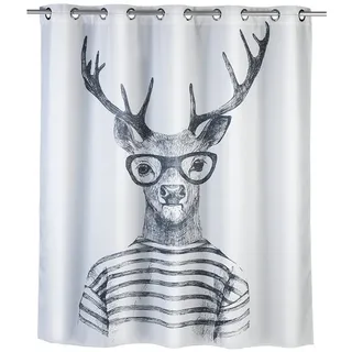 Wenko Duschvorhang Mr. Deer 180 x 200 cm weiß