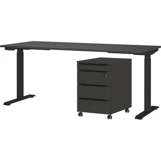 Germania »Mailand, inkl. Schreibtisch (elektr. höhenverstellbar) & Rollcontainer«, (2 tlg.), Breitenvariante wählbar (140-180 cm), Made in Germany