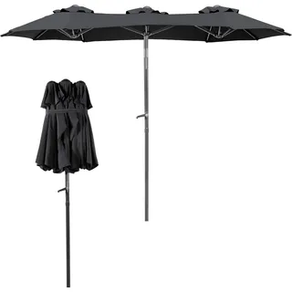 Doppel Sonnenschirm Balkonschirm Sonnenschirm knickbar - Grau