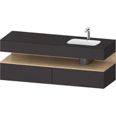 Duravit Qatego Einbauwaschtisch mit Konsolenwaschtischunterbau, 1600x550x600mm, Nische Eiche Natur, Becken rechts, QA4796030, Farbe: Graphit Supermatt/mit Nischenbeleuchtung