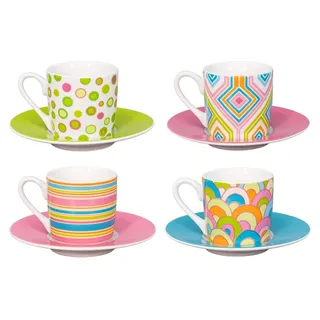 Könitz Espresso Tassen Set Spring Time, 4 Kaffeetassen 65ml aus Fine Bone China Porzellan