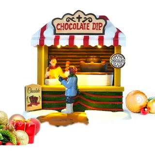 Avilia Animierter Schokoladenladen mit LED-Lichtern – Weihnachtsdorf – ideal für die Dekoration Ihres Hauses während der Weihnachtszeit – Hergestellt aus robusten Materialien – 14 x 14,5 x 10 cm