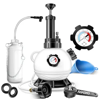 MASKO® Bremsenentlüftungsgerät Auto Bremsentlüfter KFZ Bremsflüssigkeits-Wechselgerät 2L für Scheibenbremsen & Trommelbremsen mit Handpumpe & 1L Absaugbehälter für E20, Adapter, Schlauch & Zubehör