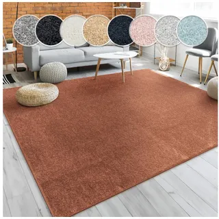 Paco Home - Teppich Wohnzimmer Kurzflor Schlafzimmer Modernes Einfarbiges Muster Braun Rot 200x280 cm