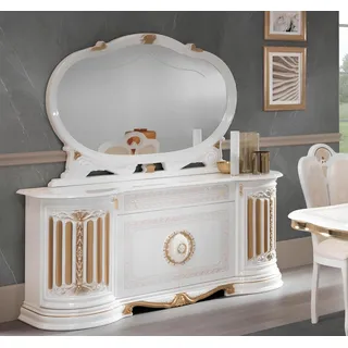 Klassisches Sideboard Kommode Anrichte Spiegel xxl Schrank Italienische Möbel - Weiß