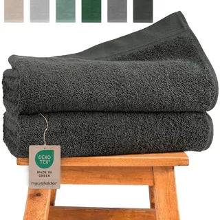 Hausfelder Duschtuch 70 x140 – Premium Badetuch 500g/m2 - 100% Baumwolle Duschhandtuch Handtücher Set, Ökotex Zertifiziert (70 x 140 cm Anthrazit Grau)