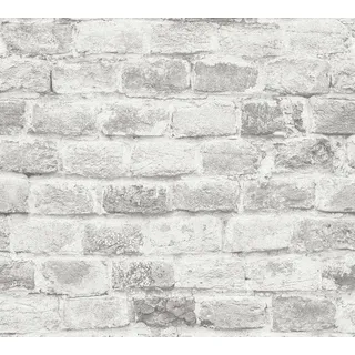 A.S. Création Steintapete Hellgrau Grau - A.S. Création Bricks & Stones 388144 - Vliestapete Backstein - 10,05 m x 0,53 m - Made in Germany