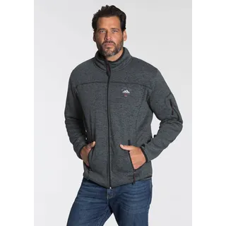 Man's World Strickfleecejacke, für den Herbst, mit Reißverschlusstaschen, mit Stehkragen, blau