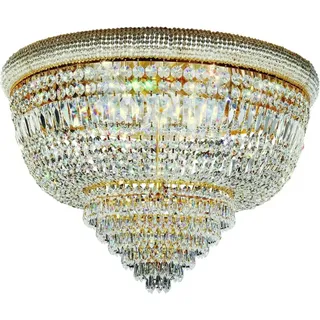 Casa Padrino Barock Kristall Deckenleuchte Messing / Gold Ø 66 x H. 45 cm - Prunkvoller Decken Kronleuchter - Barock Leuchten
