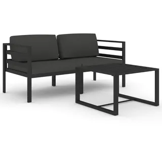 vidaXL 3-tlg. Garten-Lounge-Set mit Kissen Aluminium Anthrazit - Grau