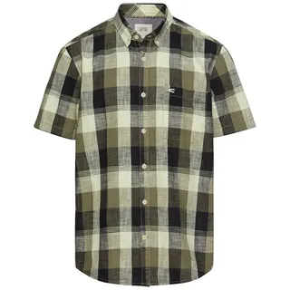 CAMEL ACTIVE Herren Kariertes Kurzarmhemd aus Reiner Baumwolle Khaki, menswear-3XL