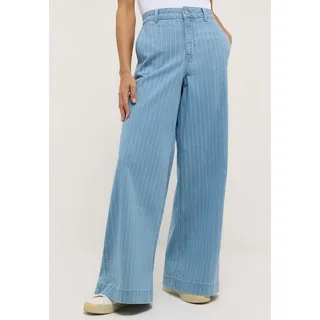 Relax-fit-Jeans ANGELS "Liva Chic", Damen, Gr. 42, Länge 30, bleached blau, Denim/Jeans, Obermaterial: 90% Baumwolle, 8% Polyester, 2% Elasthan, Nadelstreifen, relaxed fit lang, Jeans Relax-fit-Jeans, mit Nadelstreifen, Wide Leg
