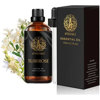 Aphrosmile Tuberose Ätherisches Öl für Luftbefeuchter, 100 ml | 100 ml Füllmenge, Tuberose Duft, Für Luftbefeuchter, Kerzenherstellung, Seifenherstellung, Badebomben, Raumduft, Hautpflege