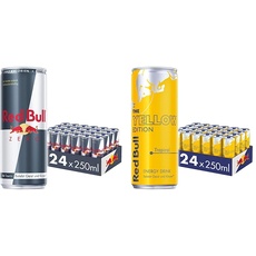 Red Bull Energy Drink Zero - 24er Palette Dosen - Getränke ohne Zucker und Kalorien EINWEG & Energy Drink Yellow Edition - 24er Palette Dosen - Getränke mit Tropical-Geschmack, EINWEG