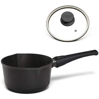 Hoffmann STONIQ Stieltopf Ø 18 cm | 2 Ausgießer | Milchtopf | IQ-SHIELD PFAS-frei | Induktion | Made in Germany | Kochtopf (Mit Deckel)