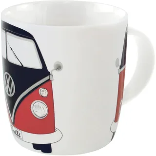 BRISA VW Collection - Volkswagen Große Keramik Kaffee-Tee-Cappuccino-Tasse-Becher-Haferl im T1 Bulli Bus Design (Bus Front/Rot & Schwarz)