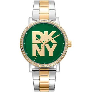 Dkny Soho Logo 36 Mm Damenuhr - Silver Grey / Yellow Gold / Bottle Green / Yellow Gold / Mineral - One Size