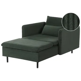 BELIANI Chaiselongue Dunkelgrün Cord Modular mit Kissen Schlanke Armlehnen Metallbeine Modern Wohnzimmer Liegesofa Récamiere für Modulsofa - Grün
