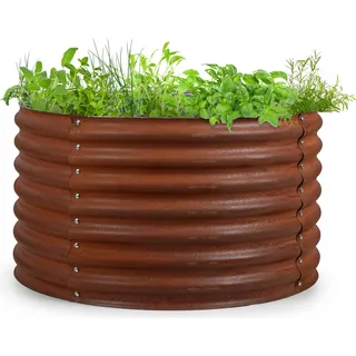 blumfeldt Rust Grow Hochbeet Gartenbeet, verzinktes Stahlblech, Materialstärke: 0,6 mm, einfache Montage, Rost-Finish, 100 x 60 cm (ØxH), Rost - Braun
