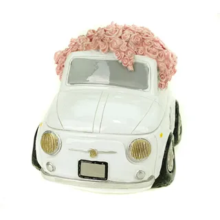 Spardose Hochzeitauto mit Rosen 14 cm Polyresin Sparschwein Hochzeit Hochzeitspaar - Bunt