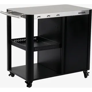 sweeek - Outdoor-Servierwagen, Anrichte aus Edelstahl 94,5 cm mit klappbarer Ablage - Schwarz - Schwarz