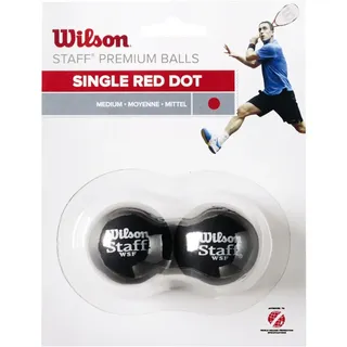 Wilson Squash-Ball, 2 Stück, Mittlere Geschwindigkeit, Anfänger, Roter Punkt, Staff Premium Single Red Dot, WRT617700, Schwarz