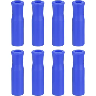 sourcing map 8Stk Silikon Strohspitzen Metall Stroh Abdeckungen Weich Wiederverwendbar Strohhalme Spitzen Passend für 1/4" (6mm) AD Edelstahl Strohhalme Blau
