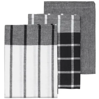 Kela 3er-Set Geschirrtuch PASADO 45 x 65 cm Baumwolle schwarz / weiß / grau