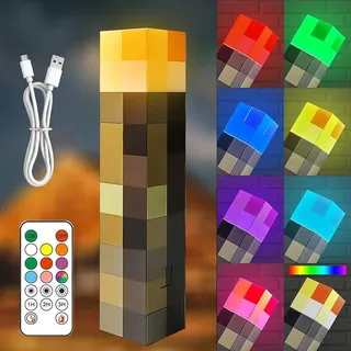 LUFEIS LED Fackel Wandlampe, 28cm Wall Fackel Nachtlicht mit Timer & 8 Farben, Hand- und Wandmontage, USB Wiederaufladbar für Nachttischlampe, Geschenk für Gamer