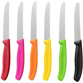 EIHI 6 Stück Frühstücksmesser,Tafelmesser Wellenschliff,Steakmesser aus Edelstahl,Messerset Scharfe,Mehrfarbig Messer Set,Rostfreier Stahl Jausenmesser,Bunt