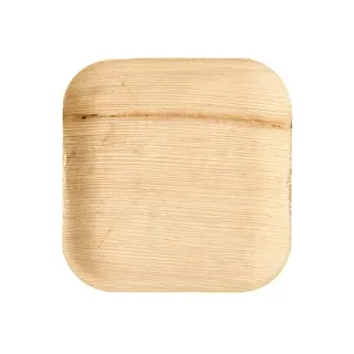 Papstar Pure Teller Palmblatt, eckig, Stabiles Einweg-Geschirr aus Palmblatt, 1 Packung = 25 Stück, 18 x 18 x 1,5 cm