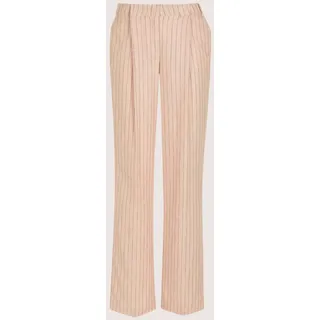 Stoffhose MADELEINE "Leinenhose Bundfaltenhose mit Nadelstreifen", Damen, Gr. 18, N + K Gr, rosa (puderrosé, bleigrau, melange), Obermaterial: 50% Leinen LI. 50% Viskose CV., Modern, weit, Hosen Stoffhose, Leinenmischung mit Nadelstreifen