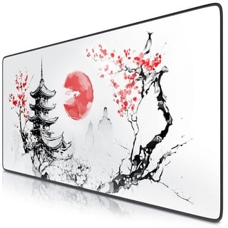 TITANWOLF - XXL Speed Gaming Mauspad 900 x 400mm - XXL Mousepad - Tischunterlage Large Size - verbessert Präzision und Geschwindigkeit - Japan Ink Painting Design